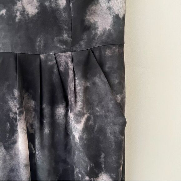 Cocktail Dress Pockets Cowl Neck Tie Dye Black Retro 60s Style Size 2 - Picture 4 of 9